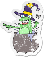 retro distressed sticker of a cartoon halloween toad png