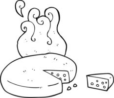 hand drawn black and white cartoon cheese png