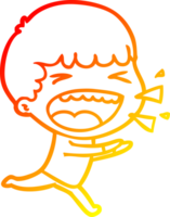 warm gradient line drawing of a cartoon laughing man png