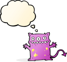 cartoon little monster with thought bubble png