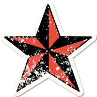 distressed sticker tattoo in traditional style of a star png