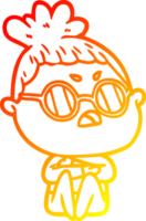 warm gradient line drawing of a cartoon annoyed woman png