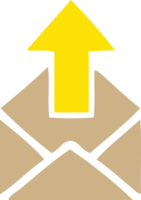 flat color retro cartoon of a envelope with arrow png