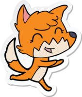 autocollant d'un renard de dessin animé heureux png