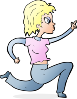 cartoon woman running and pointing png