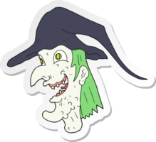 sticker of a cartoon cackling witch png