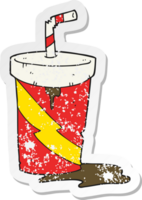 adesivo retrô angustiado de uma bebida de cola de junk food de desenho animado png