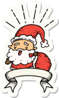 sticker of a tattoo style santa claus christmas character with sack png