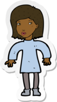 sticker of a cartoon cautious woman png