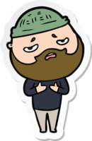 sticker of a cartoon worried man with beard png