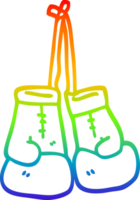 rainbow gradient line drawing of a cartoon boxing gloves png