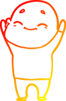 warm gradient line drawing of a happy cartoon bald man png