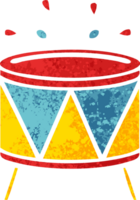 retro illustration style cartoon of a beating drum png