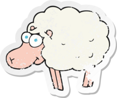 retro verontrust sticker van een grappig tekenfilm schapen png