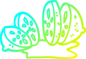 cold gradient line drawing of a cartoon citrus fruit png