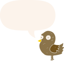 cartoon bird with speech bubble in retro style png