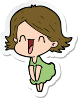 sticker of a cartoon happy woman png