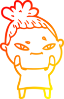 warm gradient line drawing of a cartoon woman png