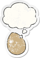 cartone animato uovo con pensato bolla come un' afflitto logoro etichetta png