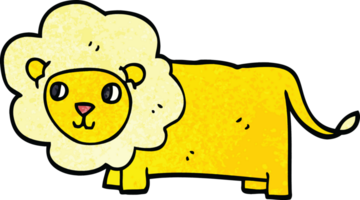 dessin animé doodle lion heureux png