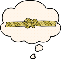 cartoon knotted rope with thought bubble in comic book style png