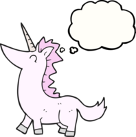 mano disegnato pensato bolla cartone animato unicorno png