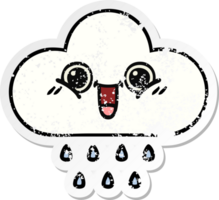 distressed sticker of a cute cartoon rain cloud png