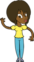 cartoon woman waving png