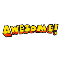 hand textured cartoon awesome word png