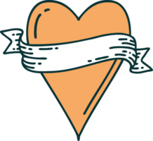 iconic tattoo style image of a heart and banner png