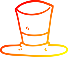 warm gradient line drawing of a cartoon top hat png