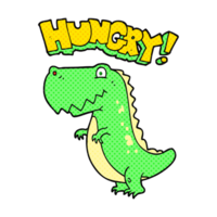 hand drawn cartoon hungry dinosaur png