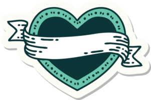 sticker of tattoo in traditional style of a heart and banner png