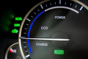 Charge, Economy and Power levels in hybrid car. photo