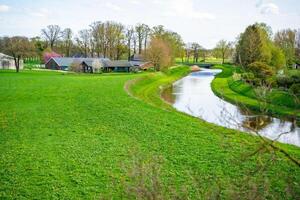 Nature with the canals in the netherlands at the county side near Diepenheim village, Holland. High quality photo