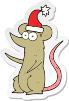 adesivo di un topo cartone animato che indossa il cappello di Natale png