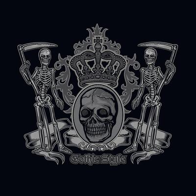 Gothic sign with skeleton with scythe, grunge vintage design t shirts