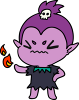 mano dibujado dibujos animados de linda kawaii vampiro niña png