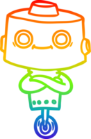 rainbow gradient line drawing of a cartoon robot png