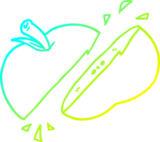 cold gradient line drawing of a cartoon sliced apple png