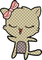 cartoon cat with bow on head png