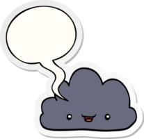 cartoon tiny happy cloud with speech bubble sticker png