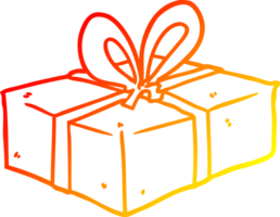 warm gradient line drawing of a wrapped gift png
