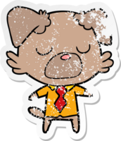 distressed sticker of a cartoon dog manager png