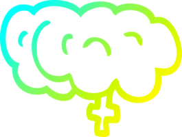 cold gradient line drawing of a cartoon zombie brain png