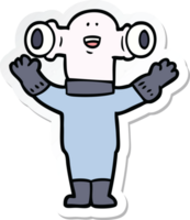 sticker of a friendly cartoon alien waving png