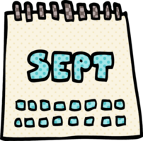 calendário de desenho animado mostrando o mês de setembro png
