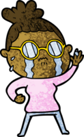 cartoon crying woman wearing spectacles png