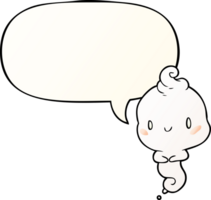 cute cartoon ghost with speech bubble in smooth gradient style png