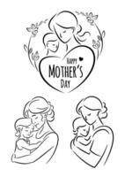 Illustration for mothers day in line art style vector
